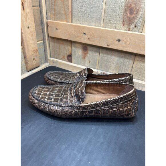 Donald Pliner Mens Bronze Crocodile Embossed Leather Loafers Size 10 - Picture 7 of 10